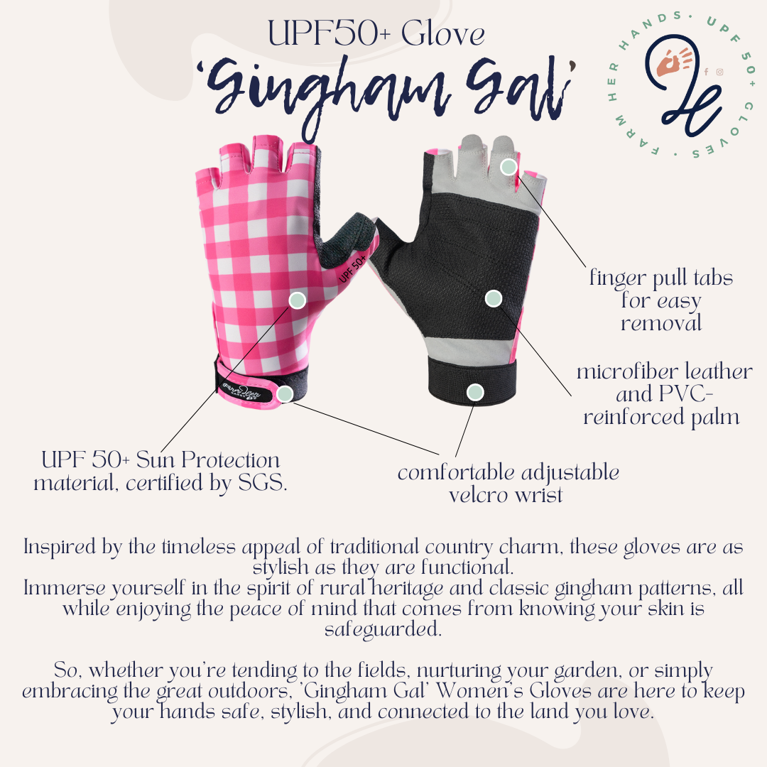 'Gingham Gal' UPF50+ Gloves