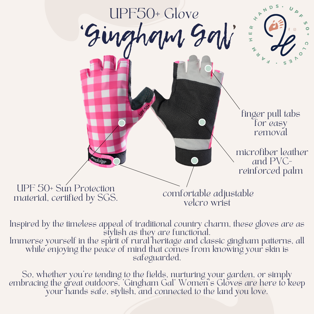 'Gingham Gal' Sun Protection UPF50+ Glove